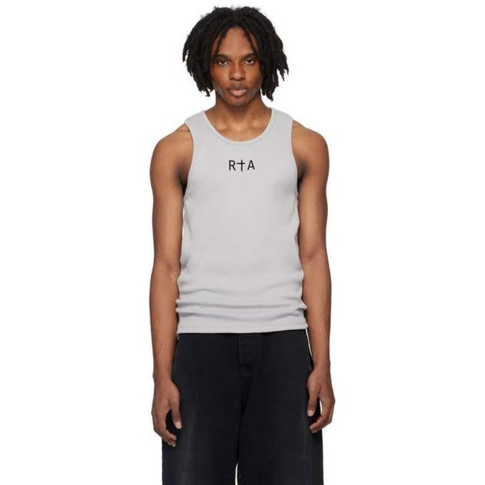 RtA Mens Flocked Tank Top Grey sz XXL Ribbed Center Logo